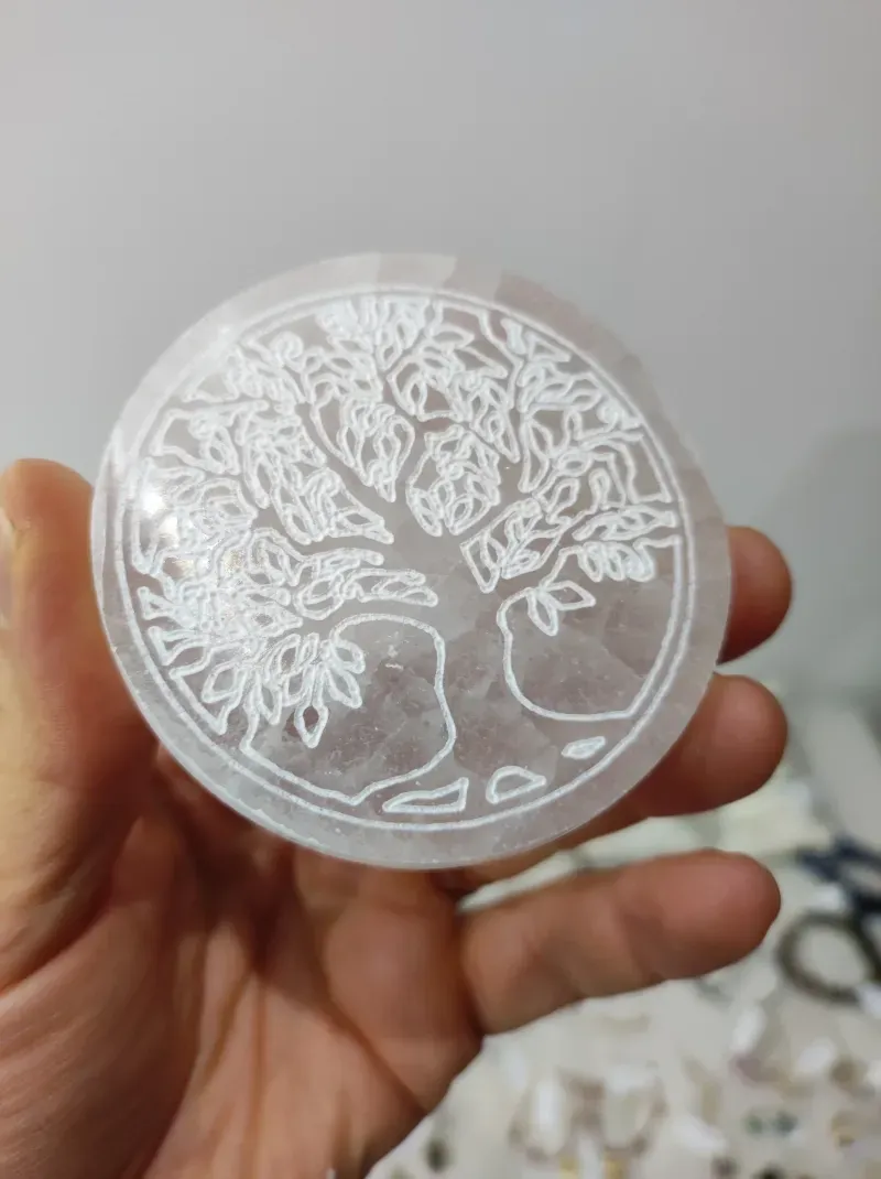 Base Selenite Com Árvore Da Vida